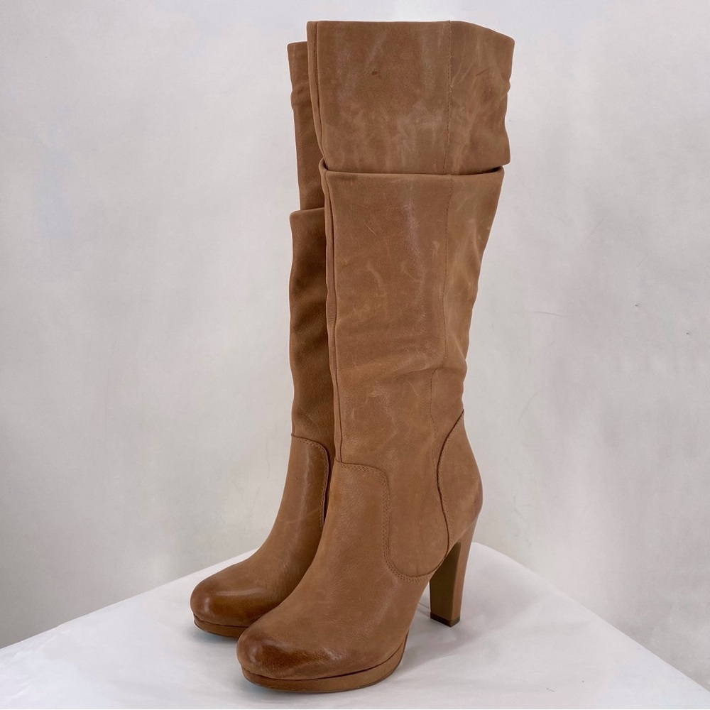 Jessica Simpson tan heeled leather boots - Picture 2 of 10